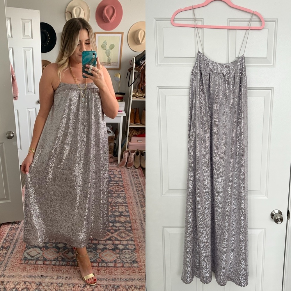 Show Me Your MuMu Silver Sequin Maxi Dress